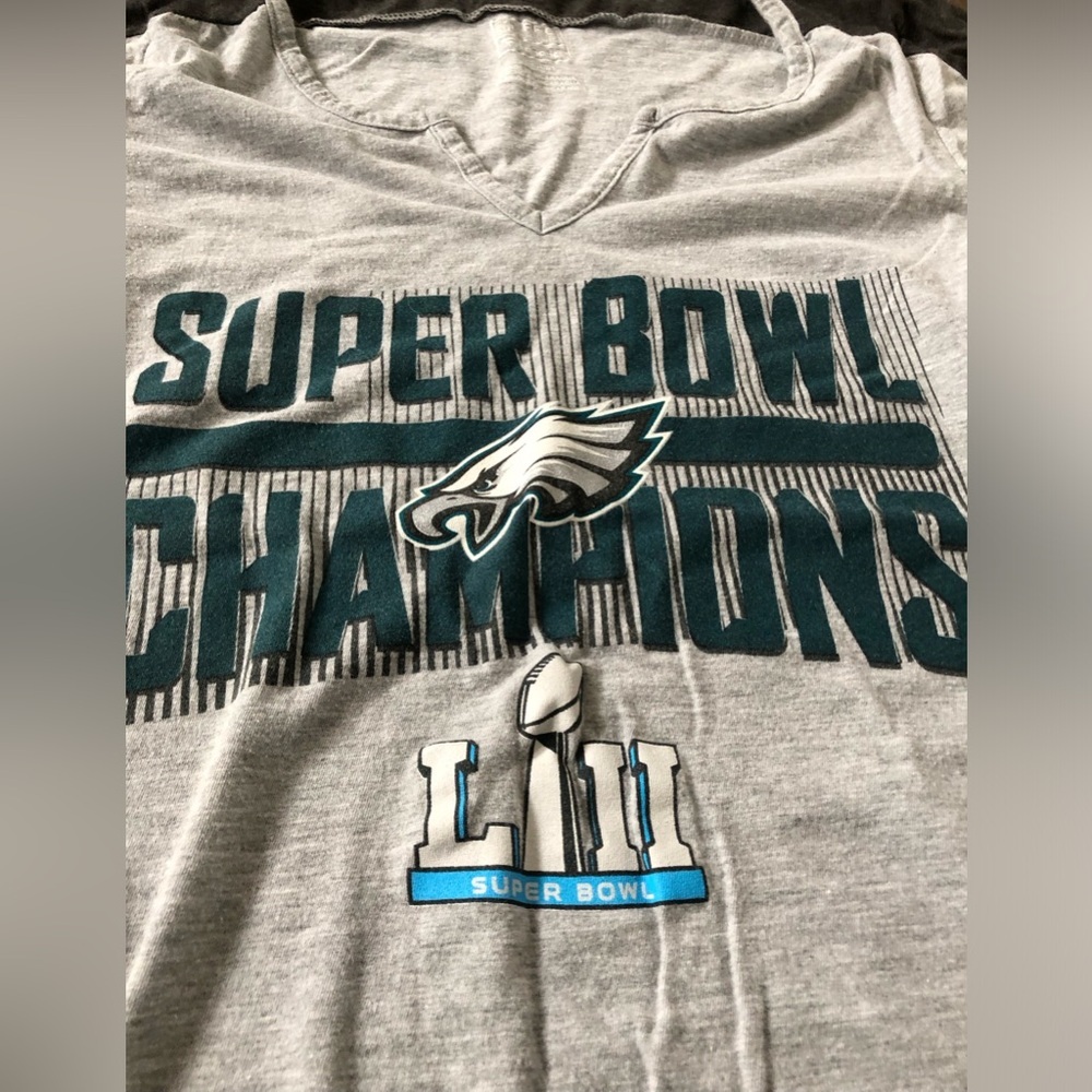 Fanatics NFL Women’s S Philadelphia Eagles Super Bowl LIII Heathered Gray Tee - Picture 3 of 10